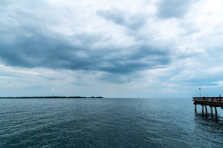 Dramatic Cloudy Sky over Central Island in Toronto Canadaの写真素材