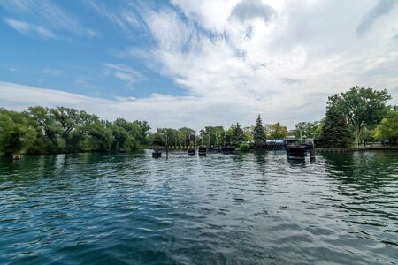 Dramatic Cloudy Sky over Ottawa River in Toronto Canadaの写真素材