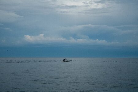 Dramatic Cloudy Sky over Ottawa River in Toronto Canadaの写真素材