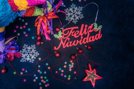 background with Christmas decorations, in colors with Mexican themeの写真素材