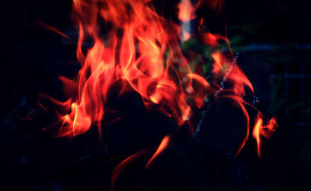lit a small fire. reflecting view