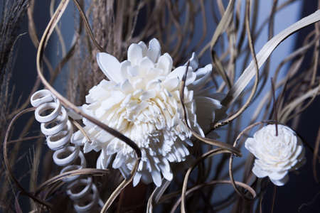 artificial flowers, mixed bouquet for blue backgroundの写真素材