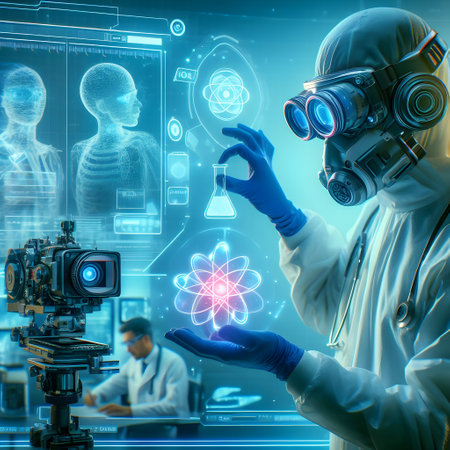 scientist with equipment and science experiments in laboratory. 3D renderingの素材