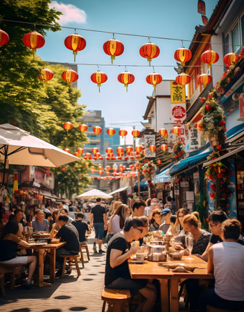 Unidentified people visit the famous old town of Chengdu, Chinaの素材