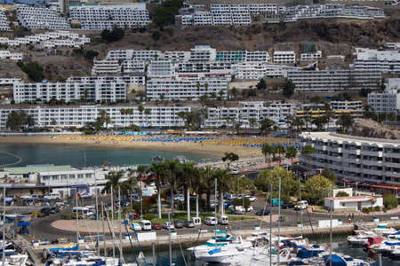 The Harbour and Beack of Puerto Rico In Gran Canaria のeditorial素材