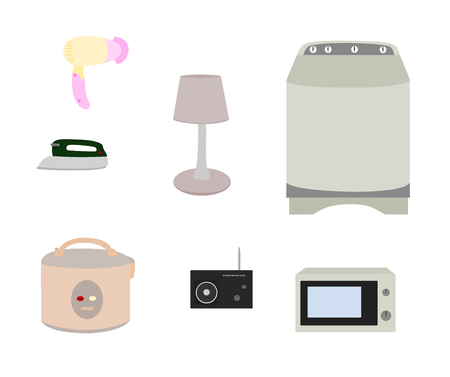 Vector electric appliance flat isolated icon set designのイラスト素材