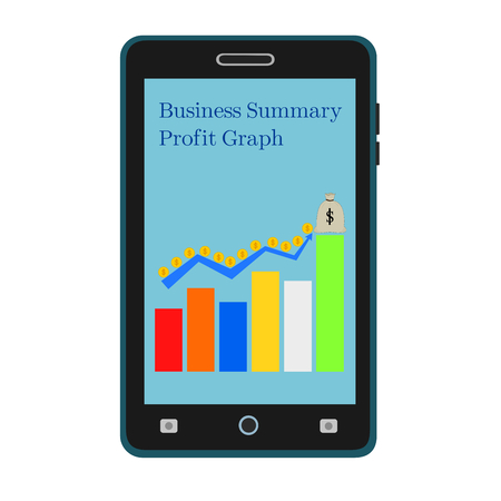 Isolated business smartphone display growth benefit money graph , goal conceptsのイラスト素材