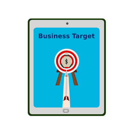 Isolated tablet display business hitting arrow to center , goal conceptsのイラスト素材