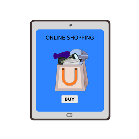 Isolated tablet technology device display online shopping conceptのイラスト素材