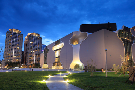 night view of National Taichung Theaterのeditorial素材