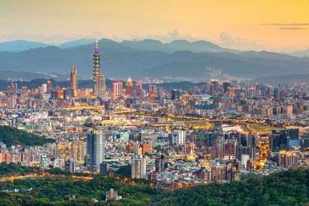 City of Taipei at night, Taiwanの写真素材
