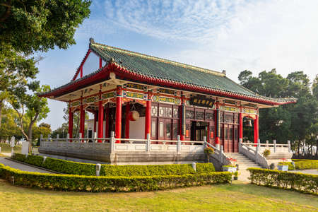 famous temple in Kinmen, Taiwan. The chinese text is "koxinga shrine"のeditorial素材