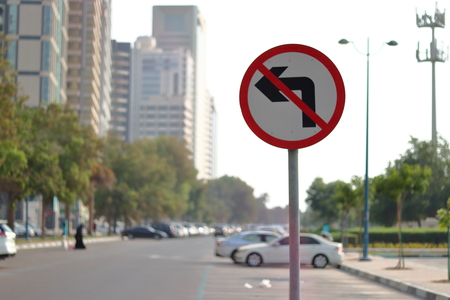NO LEFT TURN - TRAFFIC SIGN BOARDのeditorial素材