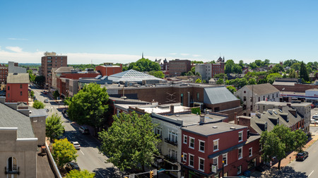 A high angle view of Lancaster city in Lancaster County, Pennsylvania.のeditorial素材