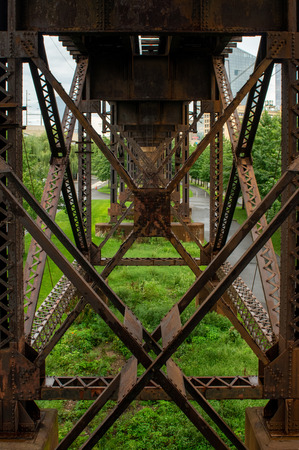 The Structural Bracing of Elevated Train Tracks in the city of Philadelphia.の写真素材
