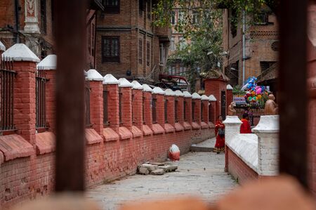 Kathmandu, Nepal - April 7, 2019: The UNESCO World Heritage Site of Patan Durbar Marg in Kathmandu, Nepal on April 7, 2019.のeditorial素材