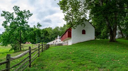 The barn at the historic Hopewell Iron Furnace.の写真素材