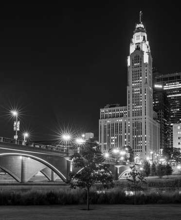 Columbus, Ohio - August 3, 2019: The nighttime skyline of Columbus, Ohio on August 3, 2019.のeditorial素材