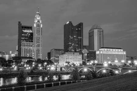 Columbus, Ohio - August 3, 2019: The nighttime skyline of Columbus, Ohio on August 3, 2019.のeditorial素材