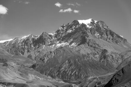 The Snow Peaks in the Himalaya Mountain Range of northern Nepal.の写真素材