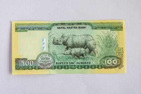 Nepal Paper Banknote on White Backgroundの写真素材