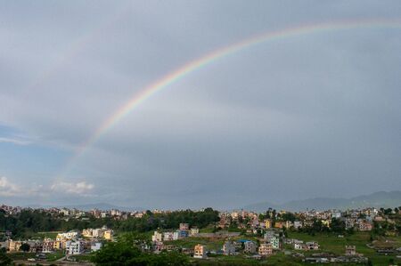 A rainbow above the city of Kathmandu after a thunderstorm.