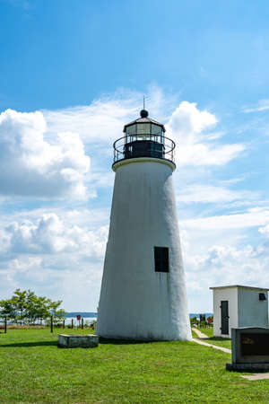 The Turkey Point Lighthouse in the Elk Neck State Park along the Chesapeake Bay.の写真素材