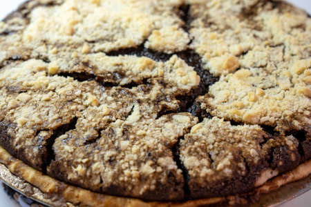 A close-up view of a Pennsylvania Dutch shoofly pie.
