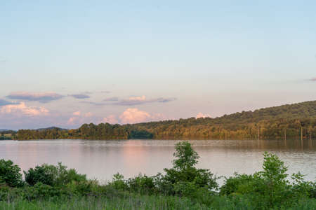 A lake in the wilderness in the light of the evening.
