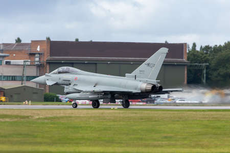 Itailian Eurofigher Typhoon (EF2000) takes off from RAF Waddington on 4th September 2019.のeditorial素材
