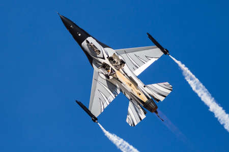 General Dynamics F-16AM from the Belgian Air Force seen during its display for the 2018 RIAT held at...