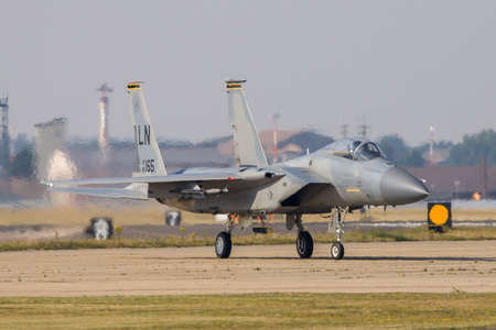Lovely sleek lines of the McDonnel Douglas F-15C can be seen here whilst on taxi at RAF Lakenheath,...