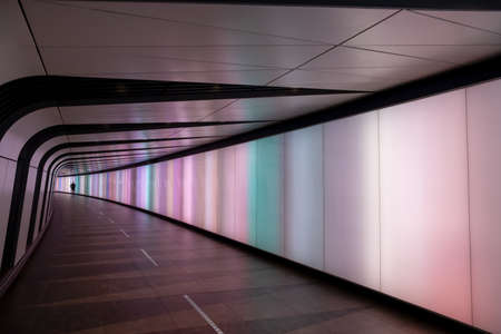 The curved LED lightwall between Kings Cross and St. Pancras staions, taken 20th May 2022.のeditorial素材