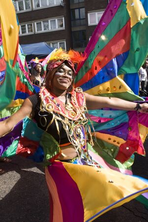 Performer from the Sunshine International float at the Notting Hill Carnival August 30th 2010 in Notting Hill, London.のeditorial素材