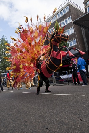 Giant horse dancer from the Phoenix Arts COmmunity Group at the Notting Hill Carnival on August 30, 2010 in Notting Hill, London.のeditorial素材