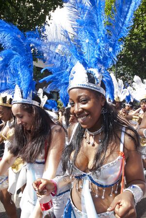 Dancers from the La Trinity float at the Notting Hill Carnival on August 30, 2010 in Notting Hill, London.のeditorial素材