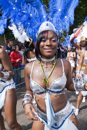 Dancer from the La Trinity float at the Notting Hill Carnival on August 30, 2010 in Notting Hill, London.のeditorial素材