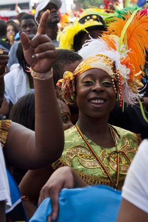 Dancer from the Fusion Extreme St Lucia float at the Notting Hill Carnival on August 30, 2010 in Notting Hill, London. のeditorial素材