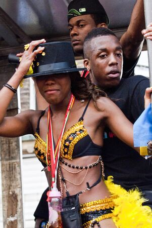 Dancer from the Fusion Extreme St Lucia float at the Notting Hill Carnival on August 30, 2010 in Notting Hill, London. のeditorial素材