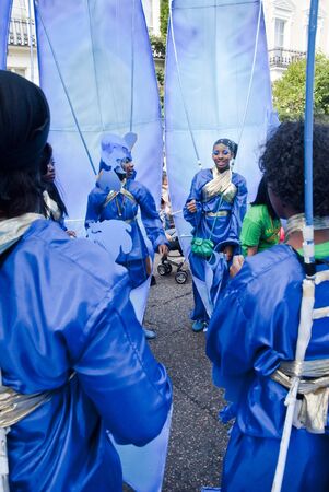 Dancer from the Mahogany Celebrate the World float at the Notting Hill Carnival on August 30, 2010 in Notting Hill, London. のeditorial素材