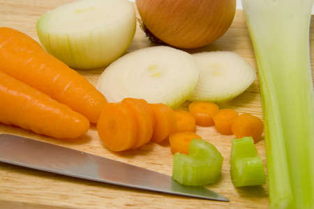 Fresh vegetables on a chopping boardの写真素材