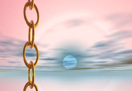 A golden chain against the dawn skyの写真素材