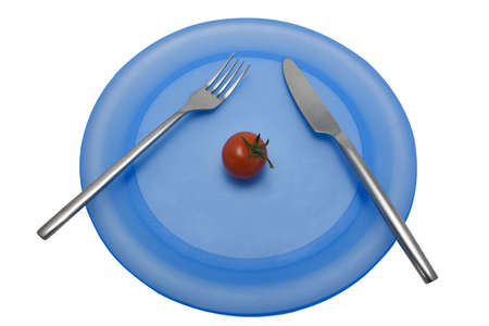 A diet lunch of a single tomato. With clipping path.の写真素材