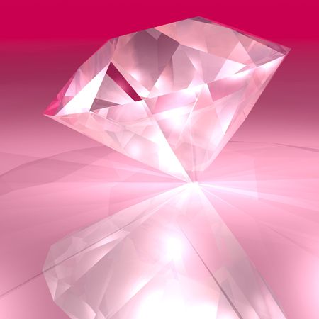 A bright pick diamond sparkling in the lightの写真素材