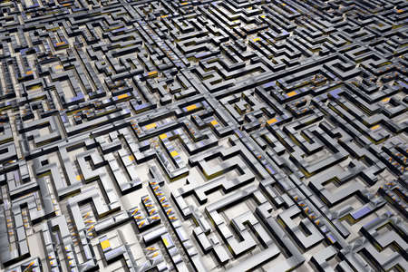 A complex, maze-like cityscape.