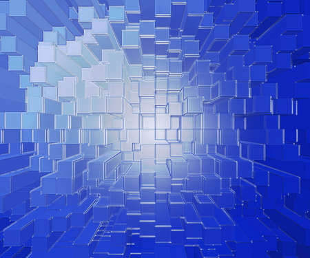 Glass blocks of varying heights make a vivid background