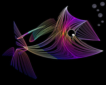 A stylized colourful fish