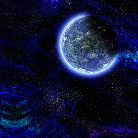 An earth like planet in outer spaceの写真素材