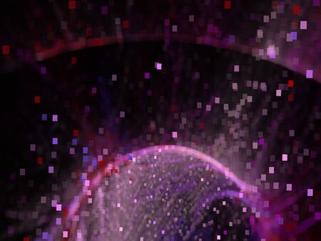 Abstract Digital Illustration - Cloud of Pink Pixels, Soft Random Square Patterns with sphere shape...