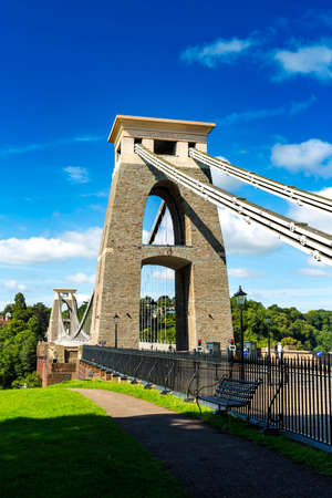 Clifton Suspension Bridge, Bristol, Avon blue skyの写真素材